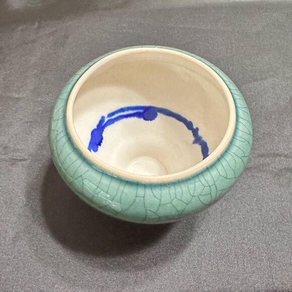 Vintage Andrew MacCorkindale Elegant Teal Crackle Glaze Ceramic Vase Small - Picture 2 of 10